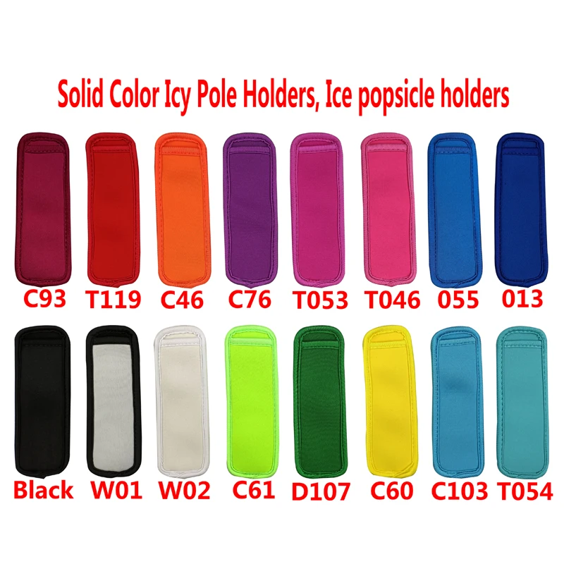 Ready to Ship Reusable Neoprene Cooler Bags Plain Color Insulated Freezer Sleeves for Icy Pole Popsicles & Ice Pops Holder