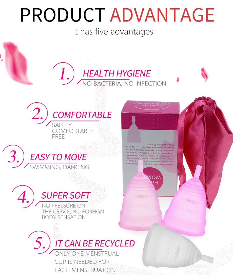 Wholesale Feminine Hygienic Lady Menstruation Period Collapsible safe Free Sample Silicone Medical Menstrual Cup