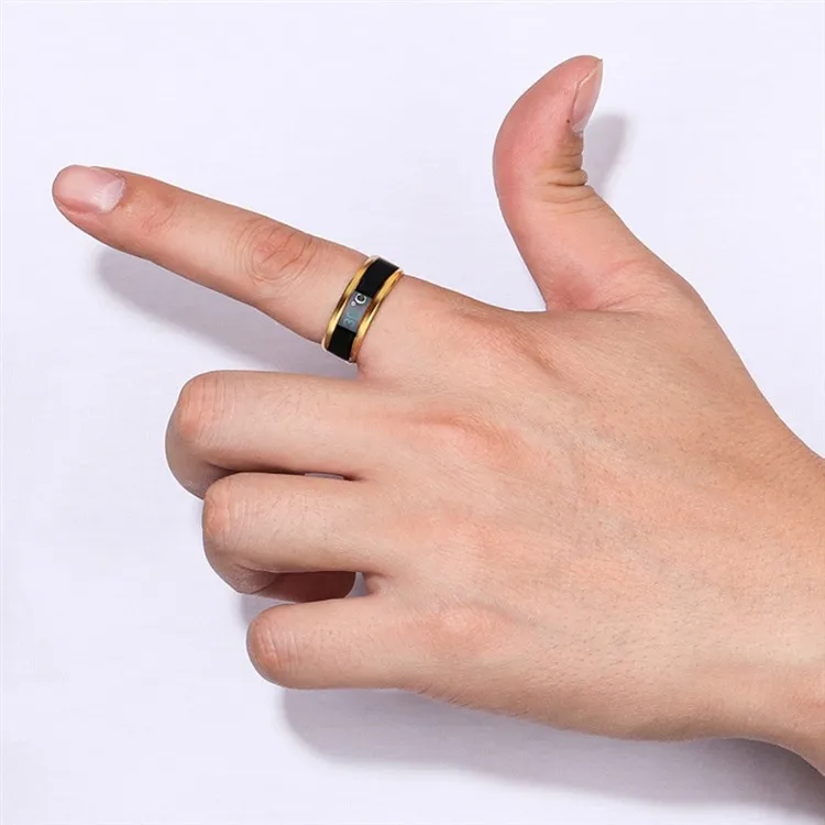 Technology Jewelry  Temperature Measuring Smart Ring Titanium Steel  Intelligent Sensor  Body Temperature Smart Ring