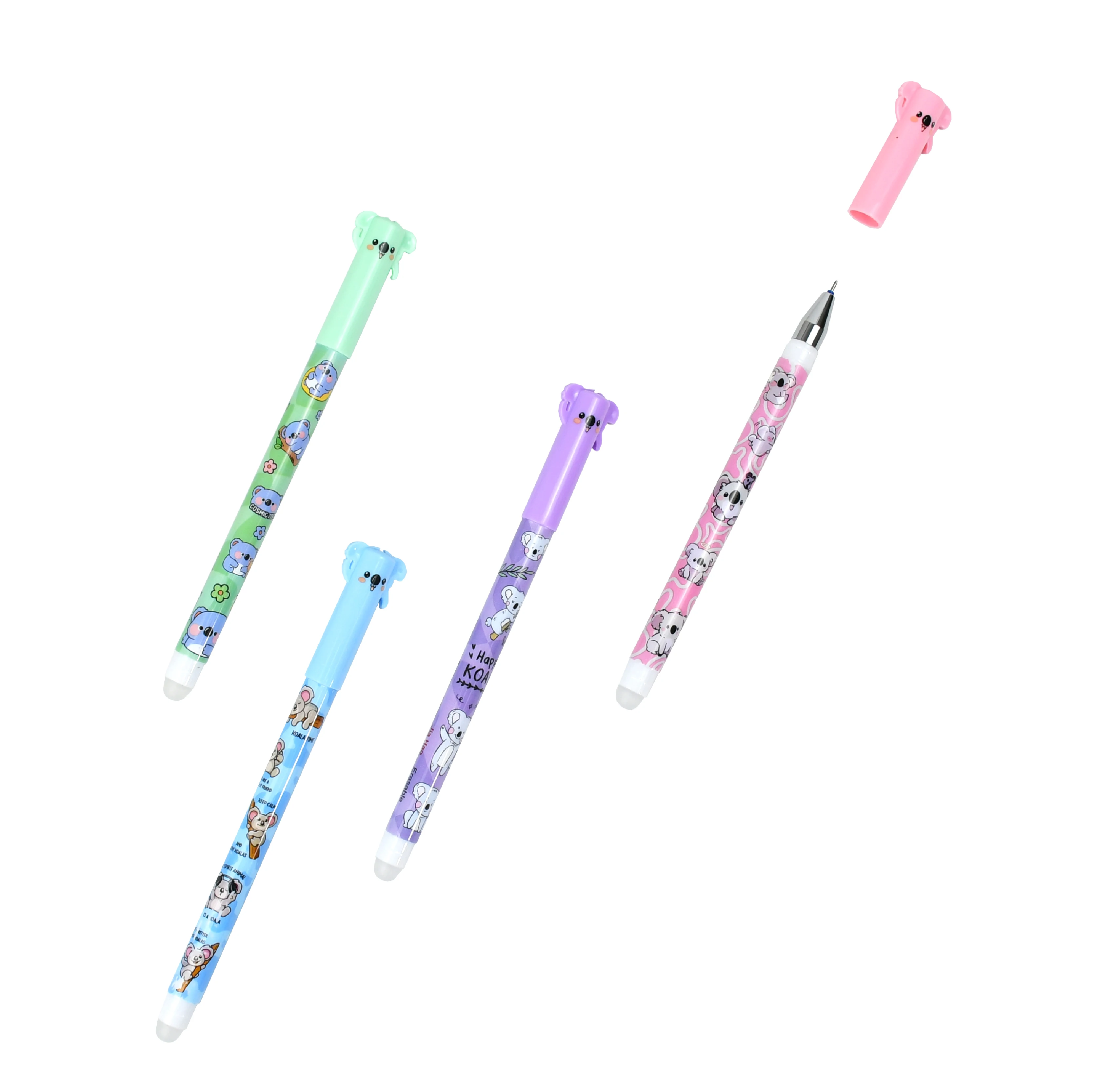 Stylo gel bleu effaçable Koala adorable, pointe 0,5 mm, écriture fluide, stylo de haute qualité pour un usage quotidien_voghion.com