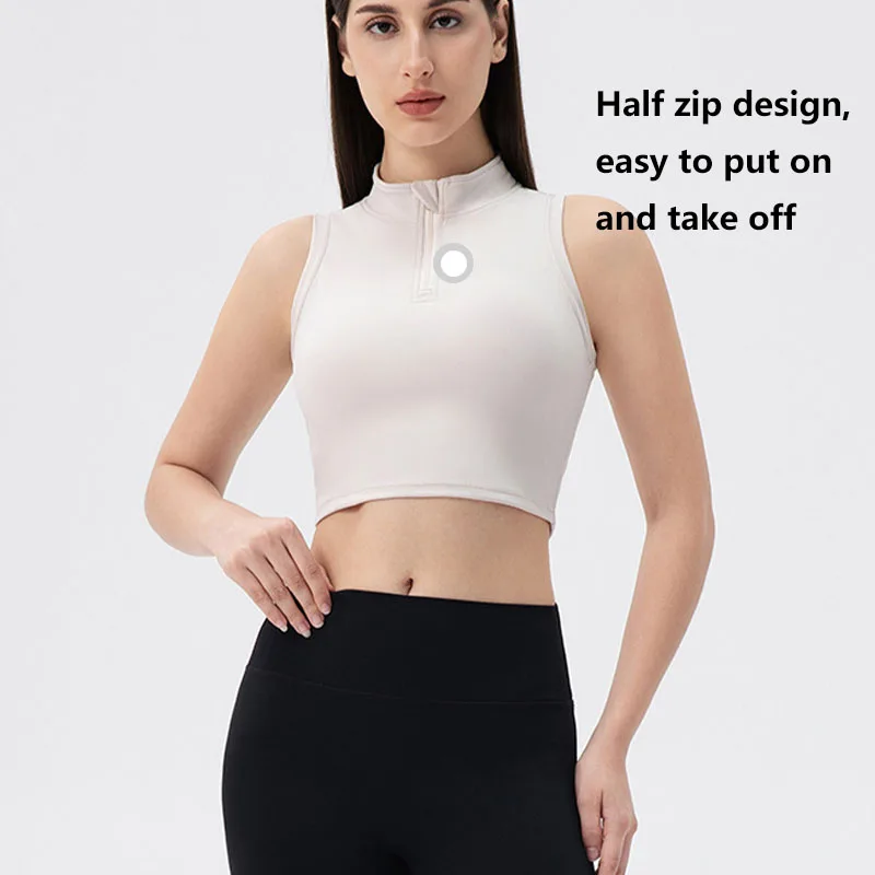 XW-24330 Half Zip Gym Custom Workout Sportswear Fitness Sleeveless