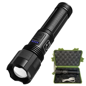 Ultra Bright 2000 Lumen 18650 21700 battery Zoomable LED Torch Light Self Defensive Camping XHP50 Rechargeable Flashlight