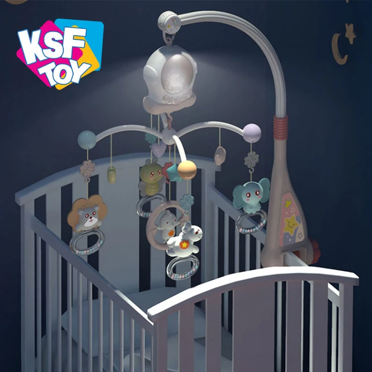 Поворотный музыкальный мобиль для детской кроватки с единорогом подвесной Колокольчик игрушка