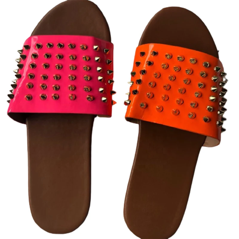 
Женские сандалии-желе с заклепками, уличные модные дорожные сандалии на плоской подошве, 2021 