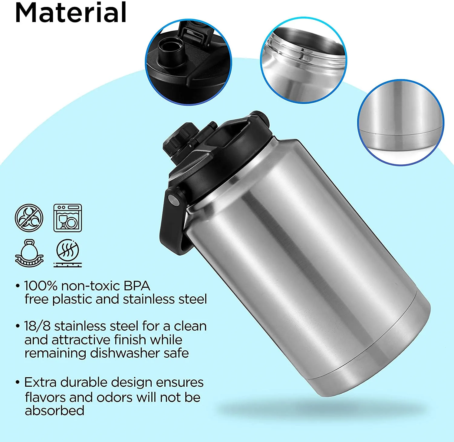 Insulated Growler Beer Thermos Vacuum Sealed 128oz / 3.8L -XL