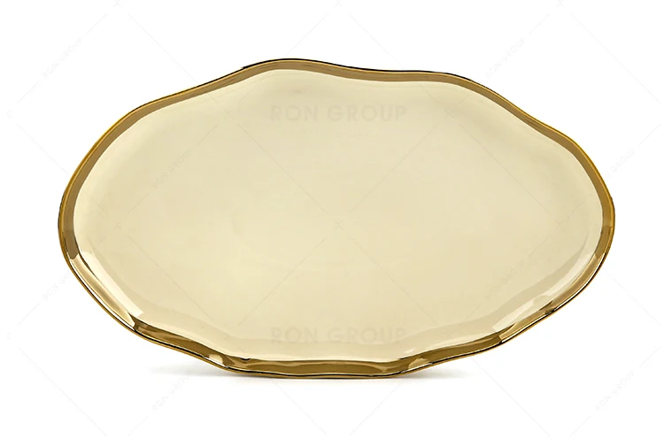 Luxury Shiny Horeca Hand Painted Dinner Set Dishes Plates Dinnerware Wedding Restaurant Tableware Ceramic Plate with Gold Rim