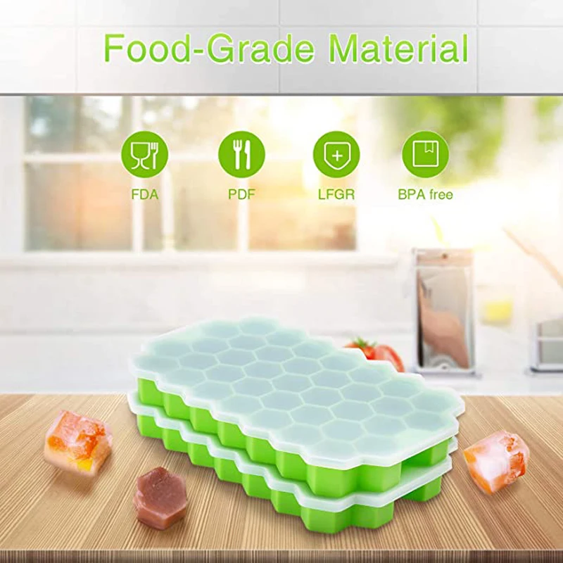 Odorless Honeycomb Ice Tray Mold Nontoxic Stackable With Lids