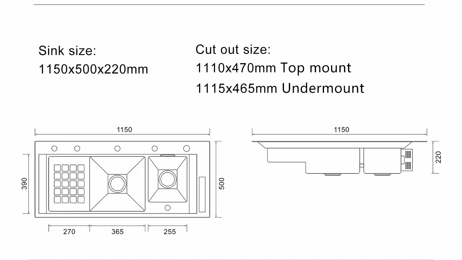 New Techology Model Multi Function Smart Kitchen Sink Ss304 Nano Black