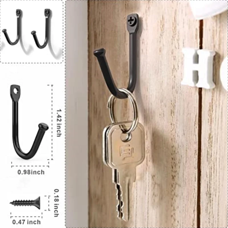 Heavy Duty Small Wall Hooks With Screws For Hanging Coats Key Towel