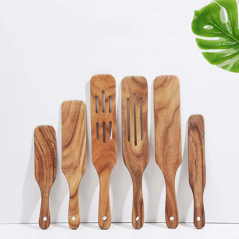Wooden Cooking Utensils Natural Teak Kitchen Utensil Set Heat Resistant