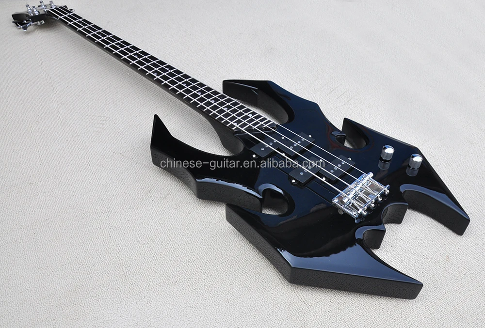 Flyoung Wholesale Electric Bass Guitar Unusual Shape 4 Strings Black