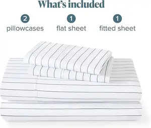 Microfiber Polyester Simple Stripe Bed Sheet Set