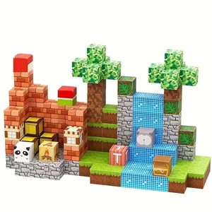 Magnetic Plastic Building Blocks Set for Children Jungle Theme Educational Toy Model