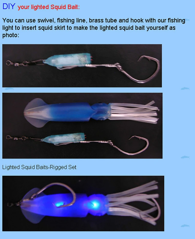 LED Fish Bait Lure Light Squid Fishing Octopus Sea Lampe sous-marine