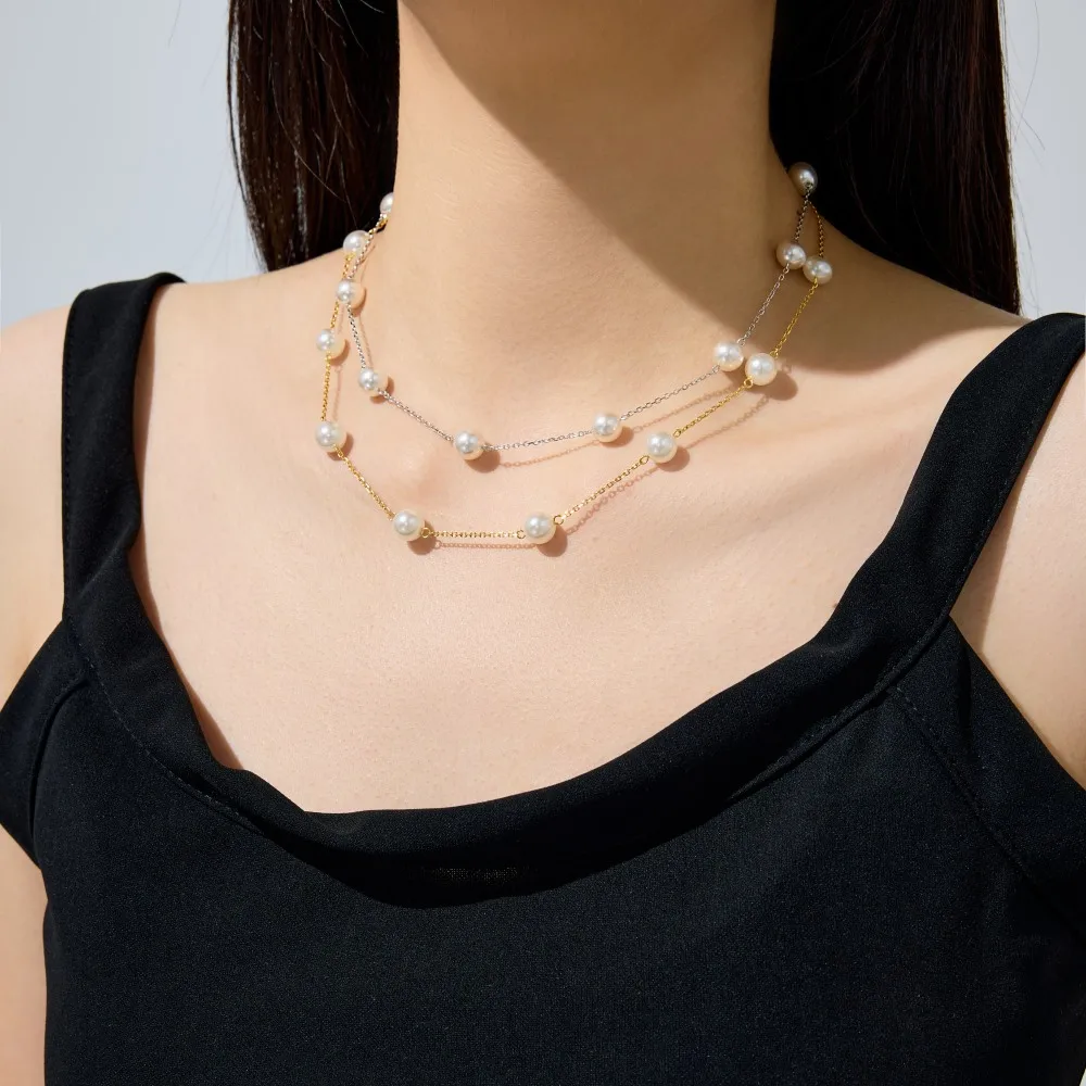 KAKODIY Sophisticated and Elegant Designed Beautifully Designed 925 Sterling Silver Chain Multi-Layered Shell Pearl Pendant Necklace for Women for Daily Wear and Dress Up detail 1