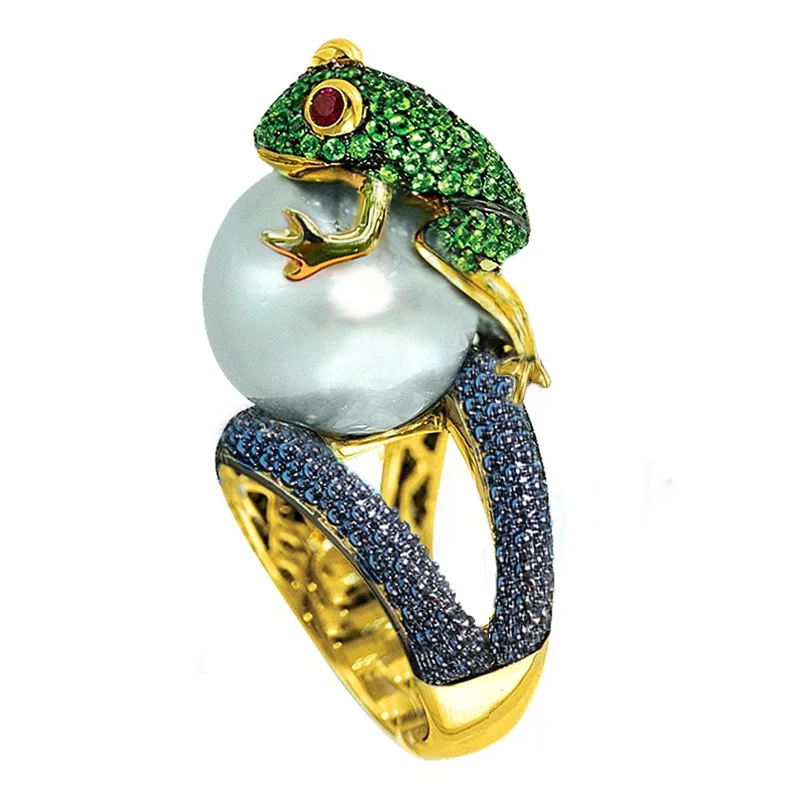 Source Cute Animal 18K Gold Jumping Frog Shaped Fancy Rings with ...