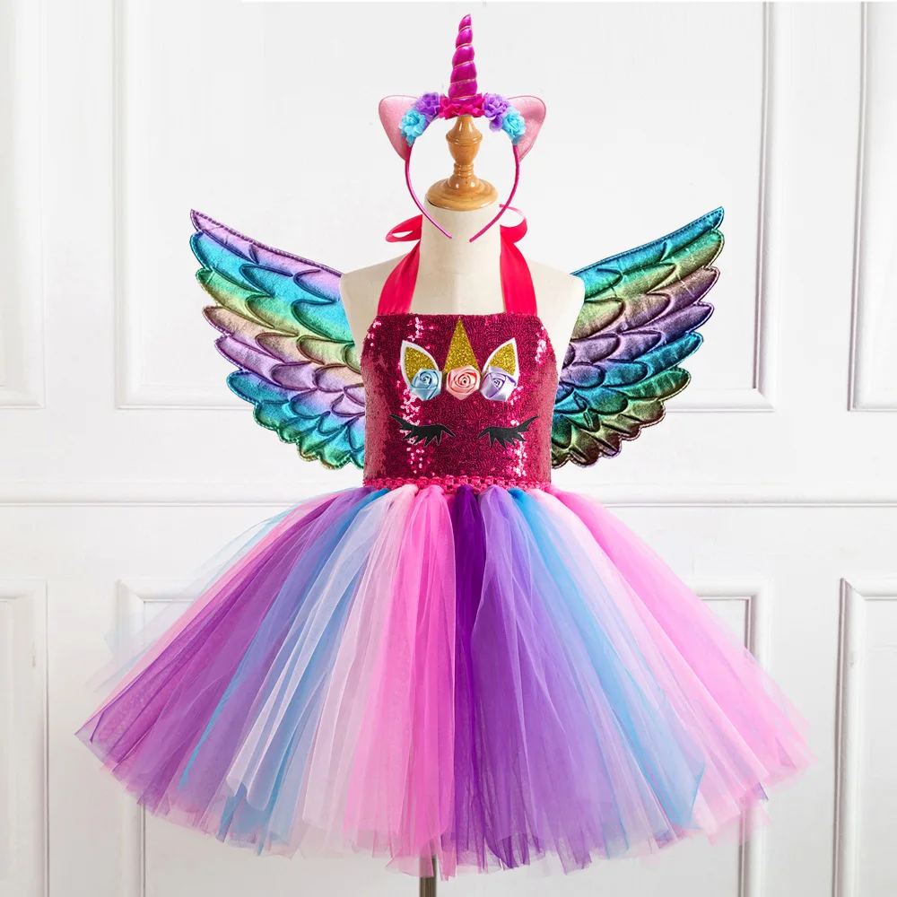 Oem\u0026odm Sequin Unicorn Dress Wings And 