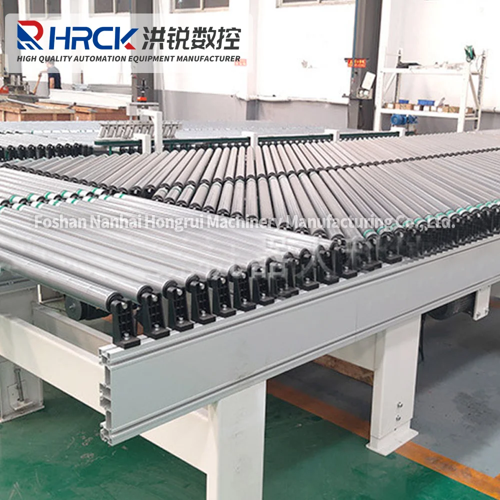 Hongrui Automatic Production Powered Roller Conveyor Connection of 2 Same Direction Edgebanding Machine OEM with CE Certificate