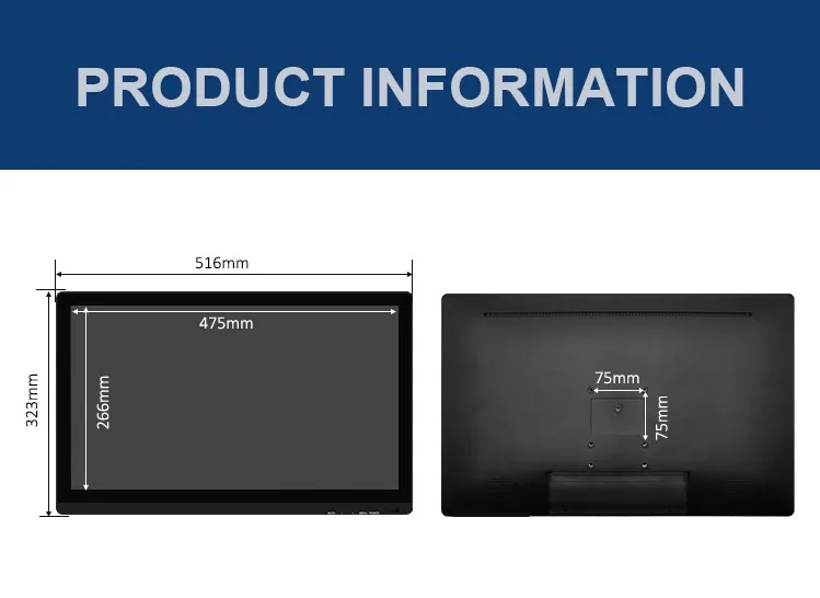 IP65 Industrial Display 21.5 Inch Black Waterproof LED Wall Mount TFT Touchscreen/New Industrial Grade LCD Monitor