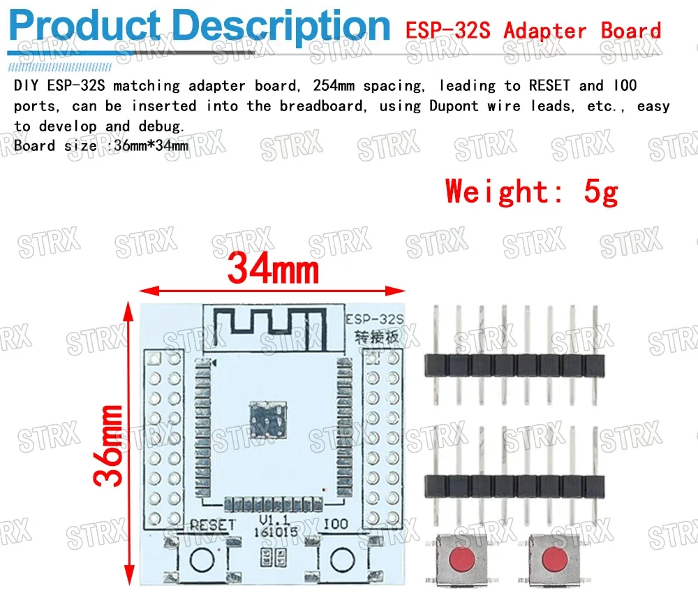 Esp8266 Serial Wifi Module Adapter Plate Applies To Esp-07,Esp-12e,Esp ...