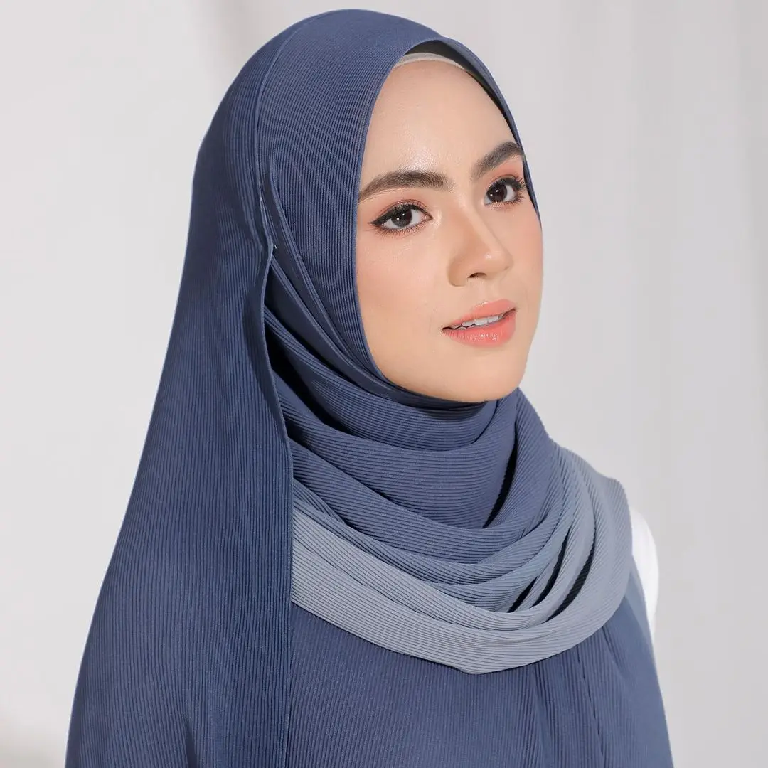 华丽的迷你褶皱雪纺头巾马来西亚披肩头巾.