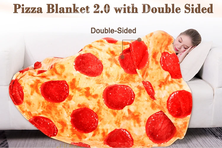 Custom Flannel Pizxza Blanket Double Sided Pizza Shape Dog Blanket