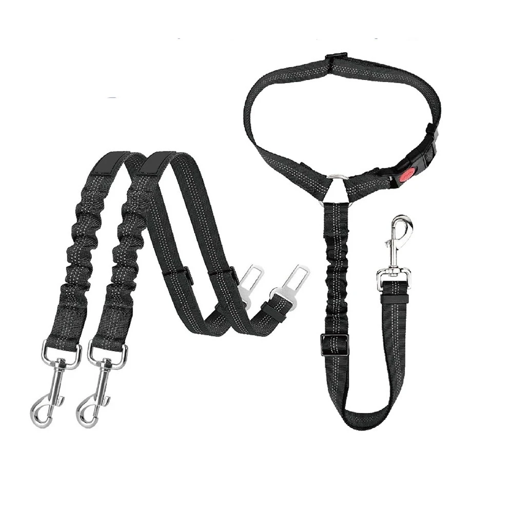 Solid Two-in-one Pet Car Seat Belt Lead Leash BackSeat Safety Belt Adjustable Harness for Kitten Dogs Collar Pet Accessories