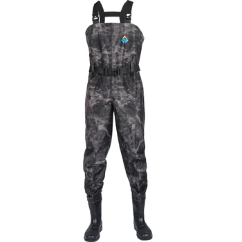 Wear-resistant Anti-seepage 3 layers breathable waterproof wader pants with felt studded boot