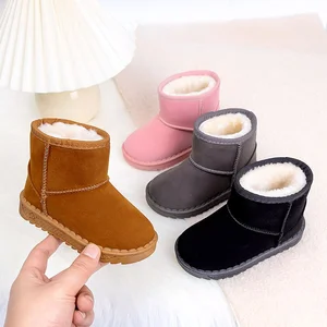 Fashion Trend Warm Boys Casual Shoes Rubber Sole Baby Girls Pink Winter Footwear Wholesale New Design Fluffy Kids Snow Boots