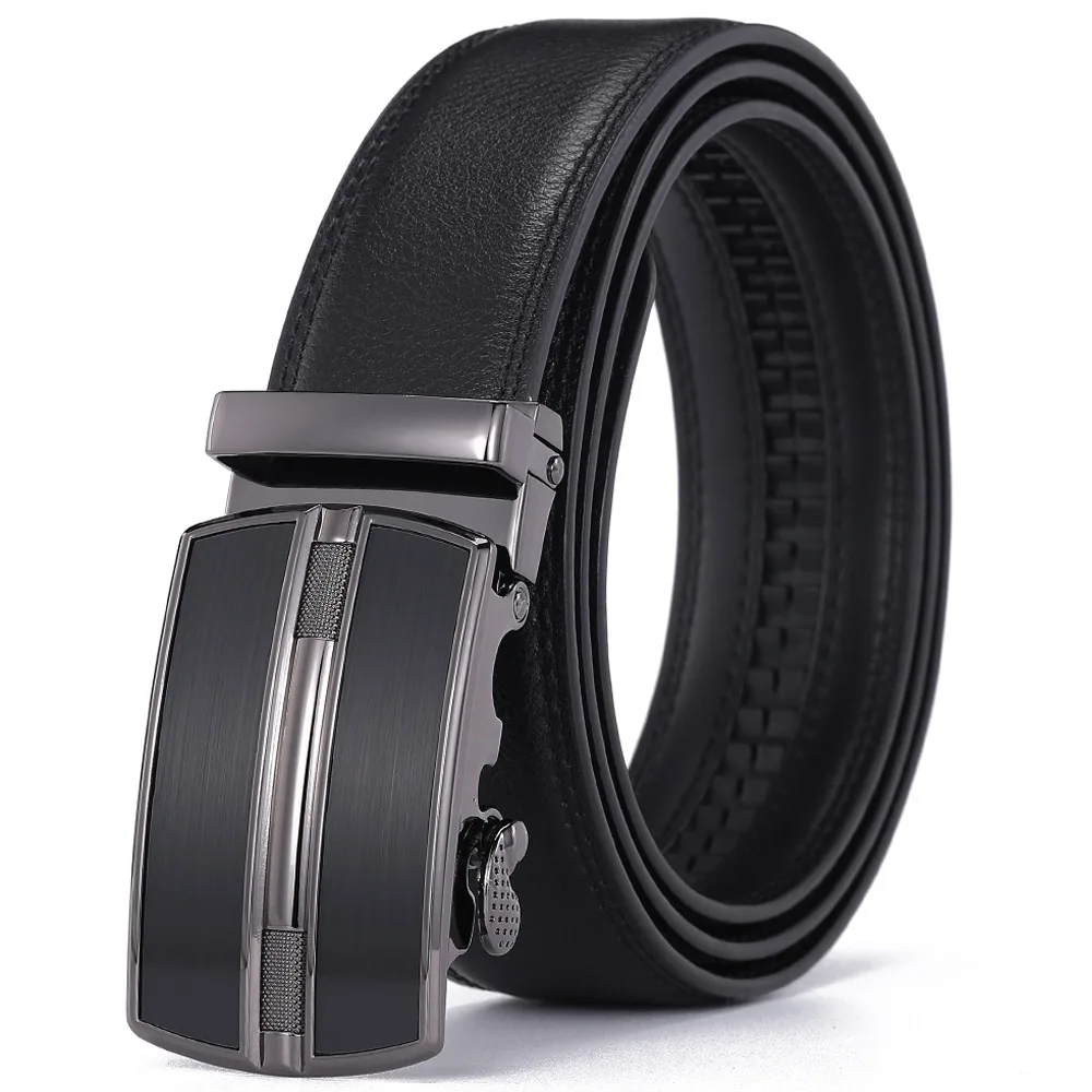 Factory Adjustable Mens Genuine Leather Automatic Buckle Belt Custom Ratchet Belt