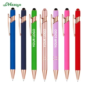 High Quality Logo Promotional Aluminum Metal Ballpoint Pens Soft Touch Screen 1.0mm Writing Width Wholesale Bulk Sports Gift