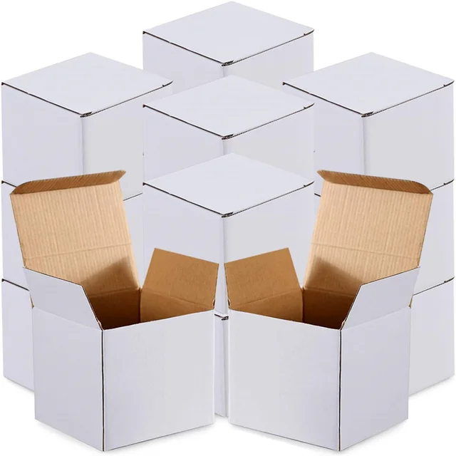 Custom  Corrugated Small Mailing Boxes Christmas Gift Boxes White Kraft Paper Present Packaging Box with Lids (5x5x5 Inch)