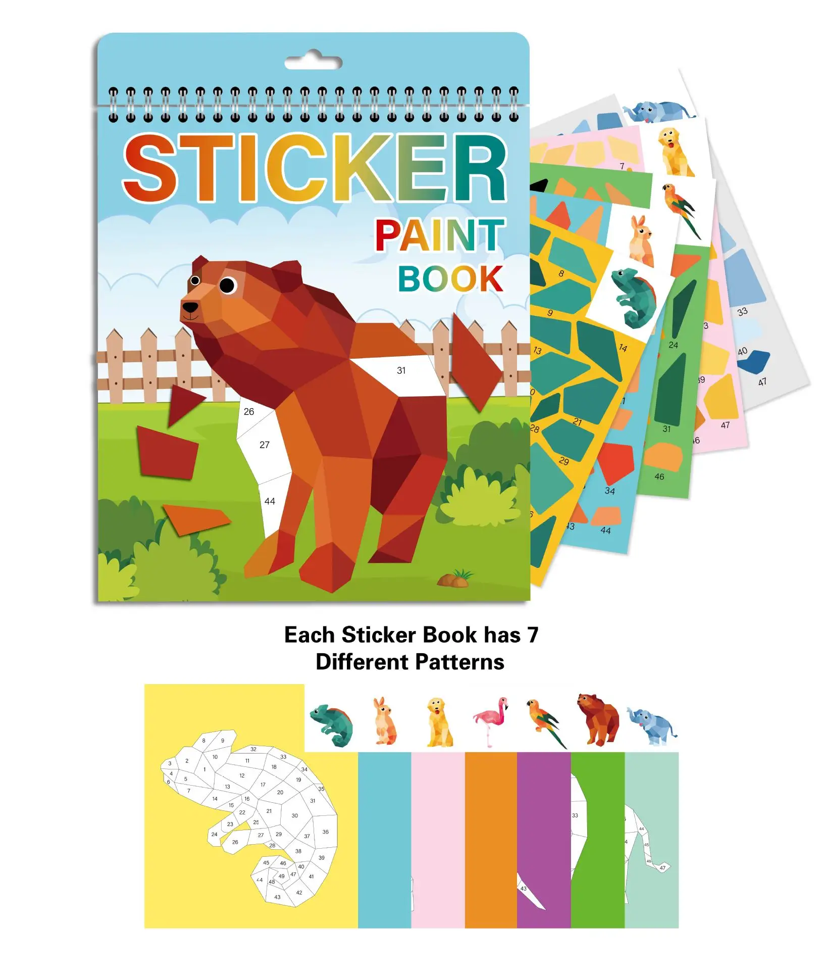 product custom digital printing childrens diy paint gift travel toy mosaic collage cartoon hardcover focus coil sticker book by number-2