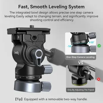 For SmallRig Professional Video Tripod CT190 72\" Camera Tripod Leveling Base Monopod Conversion Travel Video Vlogging Carry 8.8 detail image