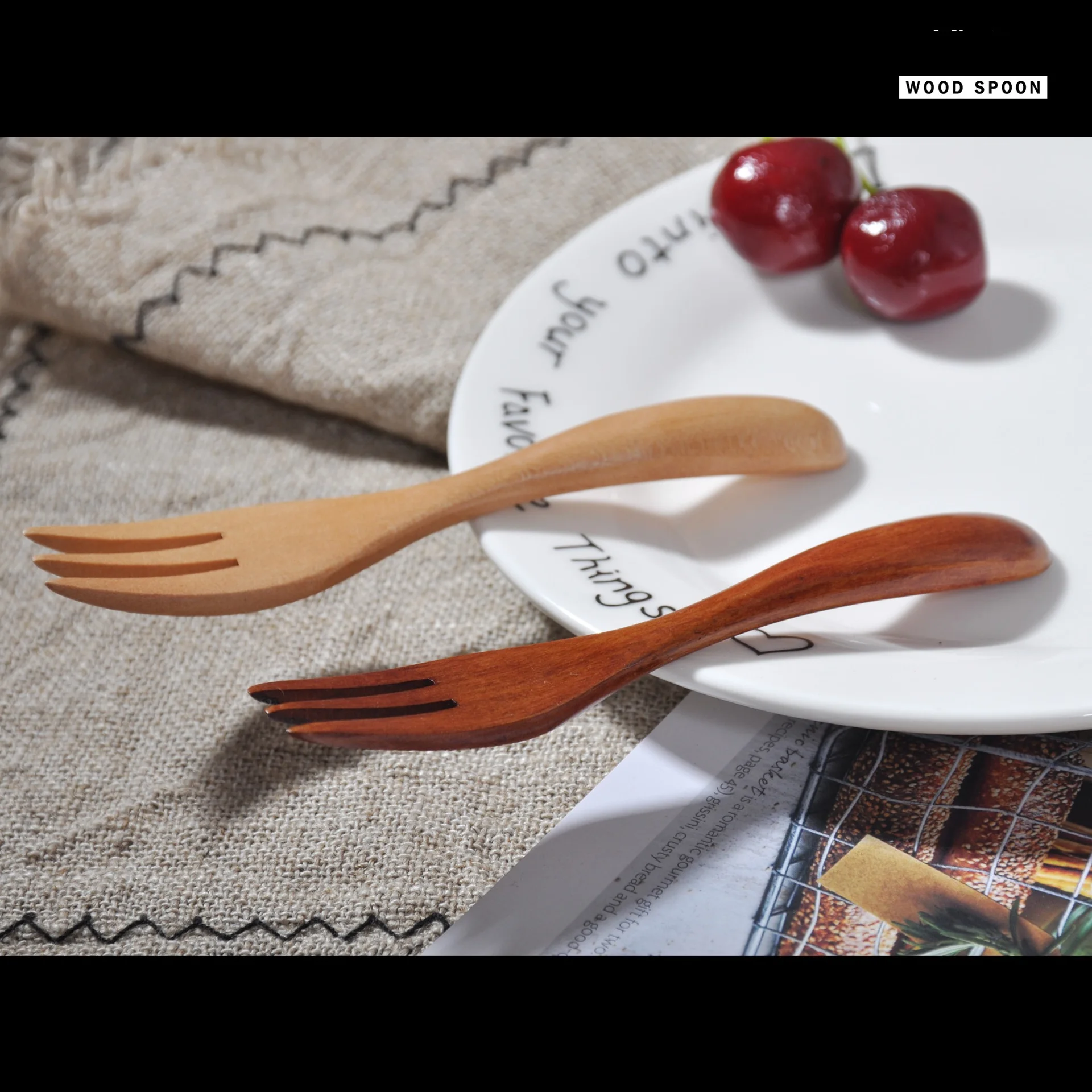 Креативная деревянная вилка в японском стиле для кухонной утвари