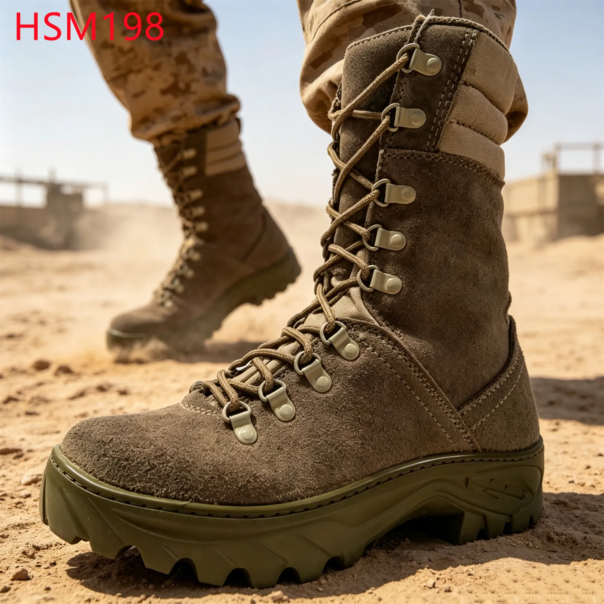 LXG,stitching High Waterproof Platform Sole Hua Singh Marching Boots Desert Terrain Full Suede Leather Made Combat Boots HSM198
