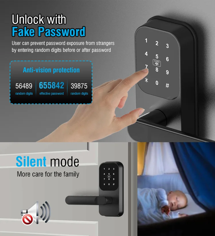 Te'an Smart Electronic Lock Card Aluminum Hand Lever Digital Password ...