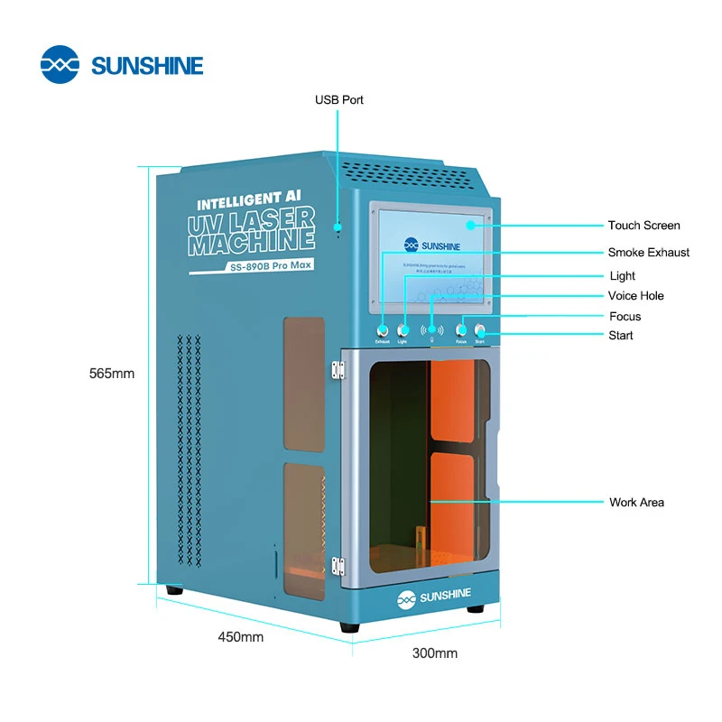 SUNSHINE SS-890B Pro Max Intelligent AI Voice Control UV Laser Machine, Autofocus Cold Light Laser for Phone Back Cover Removal