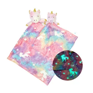 Rainbow Unicorn Glow in the Dark Flannel Fleece Throw Luminous Polar Blanket