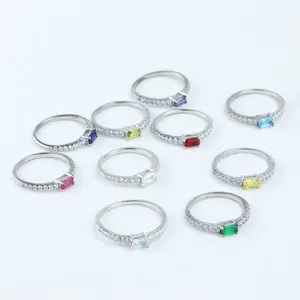 Keiyue Custom Ring Manufacturer 925 Sterling Silver Casual Rings for Ladies 10 Color Stones to Choose