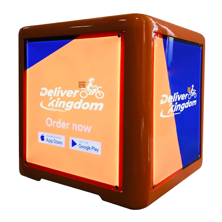 Motorcycle Delivery Food Box With Advertising Led Food Delivery Box