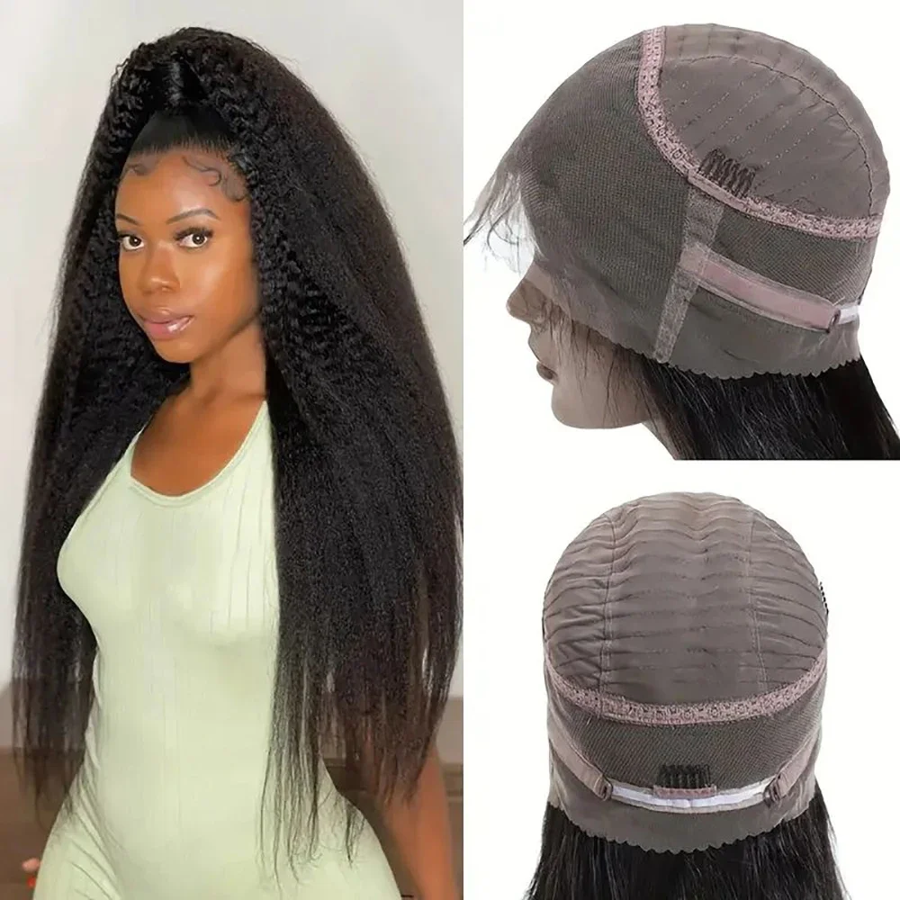 360 Full Lace Frontal Echthaar Perücke Kinky Straight Natürlicher Look_voghion.com