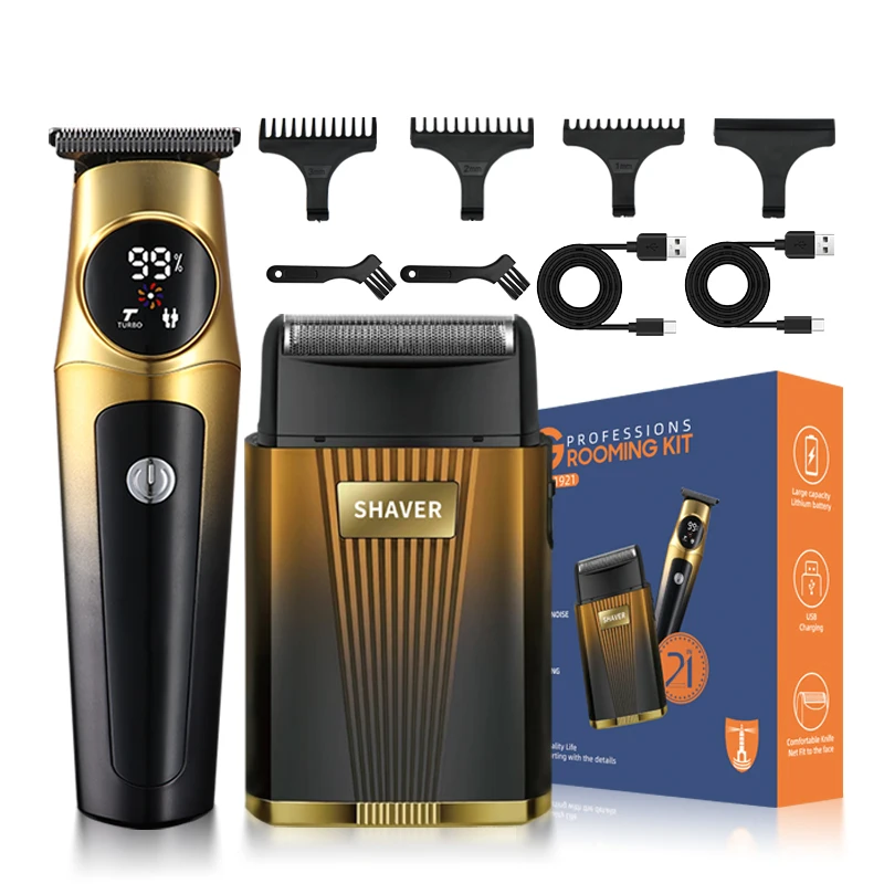 Two-in-One Popular Electric Shaver Clipper Nose Hair Trimmer for Men Reciprocating Set Cross-Border Household Grooming USB Power