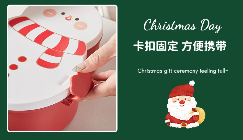 2023 Fashion Christmas Snowman Lunch Box Plastic Bento Box Food Container