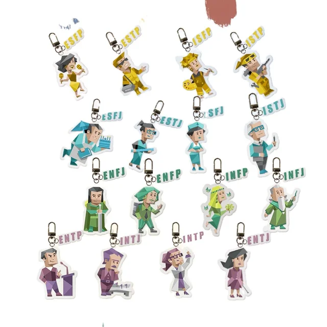 KPOP MBTI 16 Personalities Figure Acrylic Keychain ENFP INFJ ESTP INTP Ins Style Keyring Pendant Bag Accessories Fans Collection