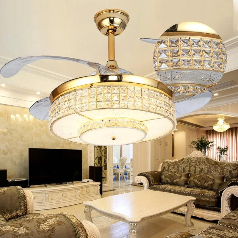 Modern Ceiling Fan Crystal luxury fan light with Remote Control crystal fan light
