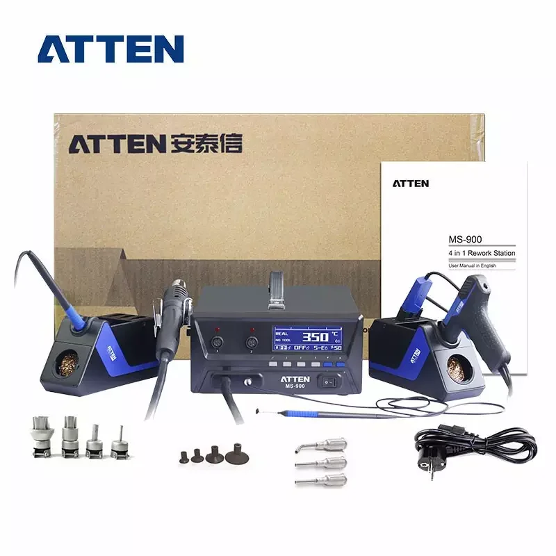 ATTEN MS-900 4-in-1 Desoldering Gun + Soldering Tweezers + Soldering Stations + Hot air Desoldering Station Rework Station