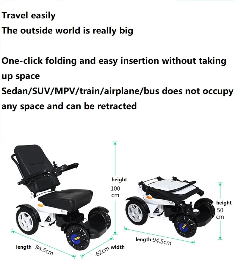 All Terrain Heavy Duty Electric Power Wheelchair Motorized Mobility light electric Wheelchair backrest adjustable- DGN-5000 details