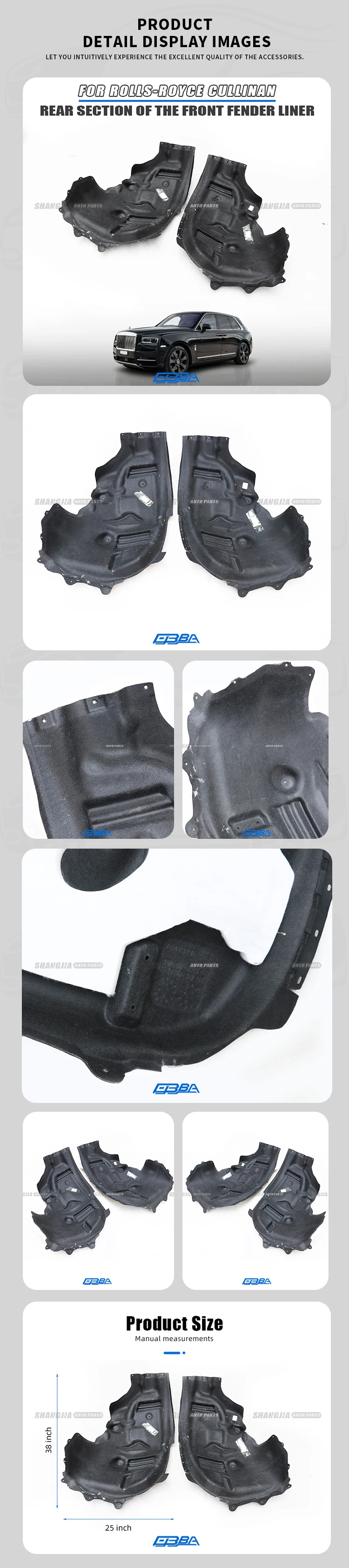 For Rolls-Royce Cullinan SUV Front  Fender Inner Lining Rear Section Auto Parts Nylon Fleece Composite 51717441323 51717441324 details