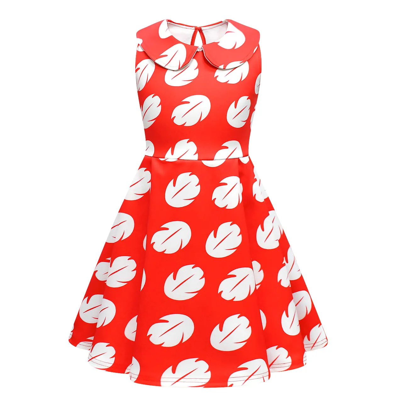 Sleeveless Red Hawaii Dress With Leaf Printed Turn-down Collar Girl Princess Outfit Disguise TV&Movie Lilo Costumes for Kids Sleeveless Red Hawaii Dress With Leaf Printed Turn-down Collar Girl Princess Outfit Disguise TV&Movie Lilo Costumes for Kids
